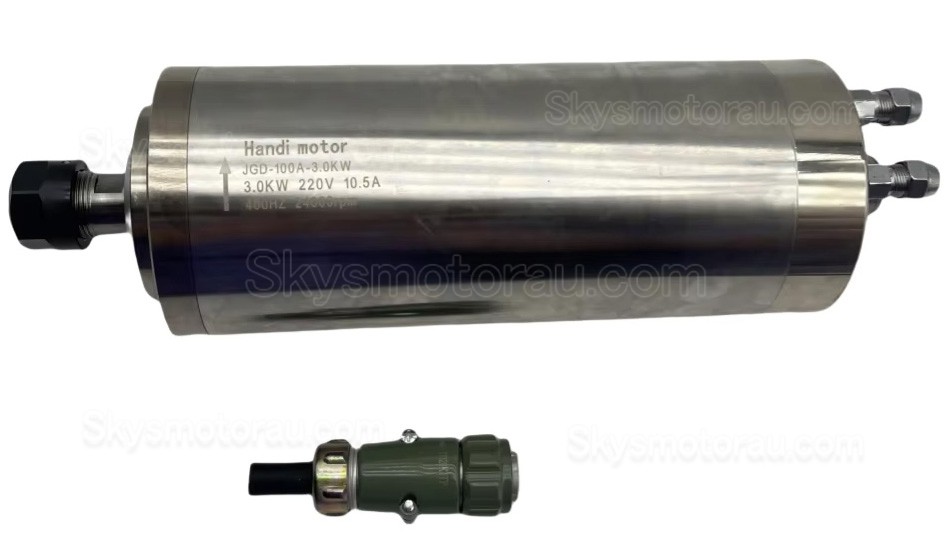 3KW VFD Spindle Kit JGD-100A-3.0KW + H100-3.7 Indc. Water Cooled Spindle Motor + VFD + Water Pump + 13Pcs ER20 Collet + Bracket
